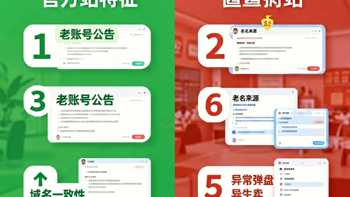 sis001 board 地址 - 一张说明如何辨别 sis001 官方地址与仿冒钓鱼站的对比示意图，左侧为官方特征，右侧为仿冒警示